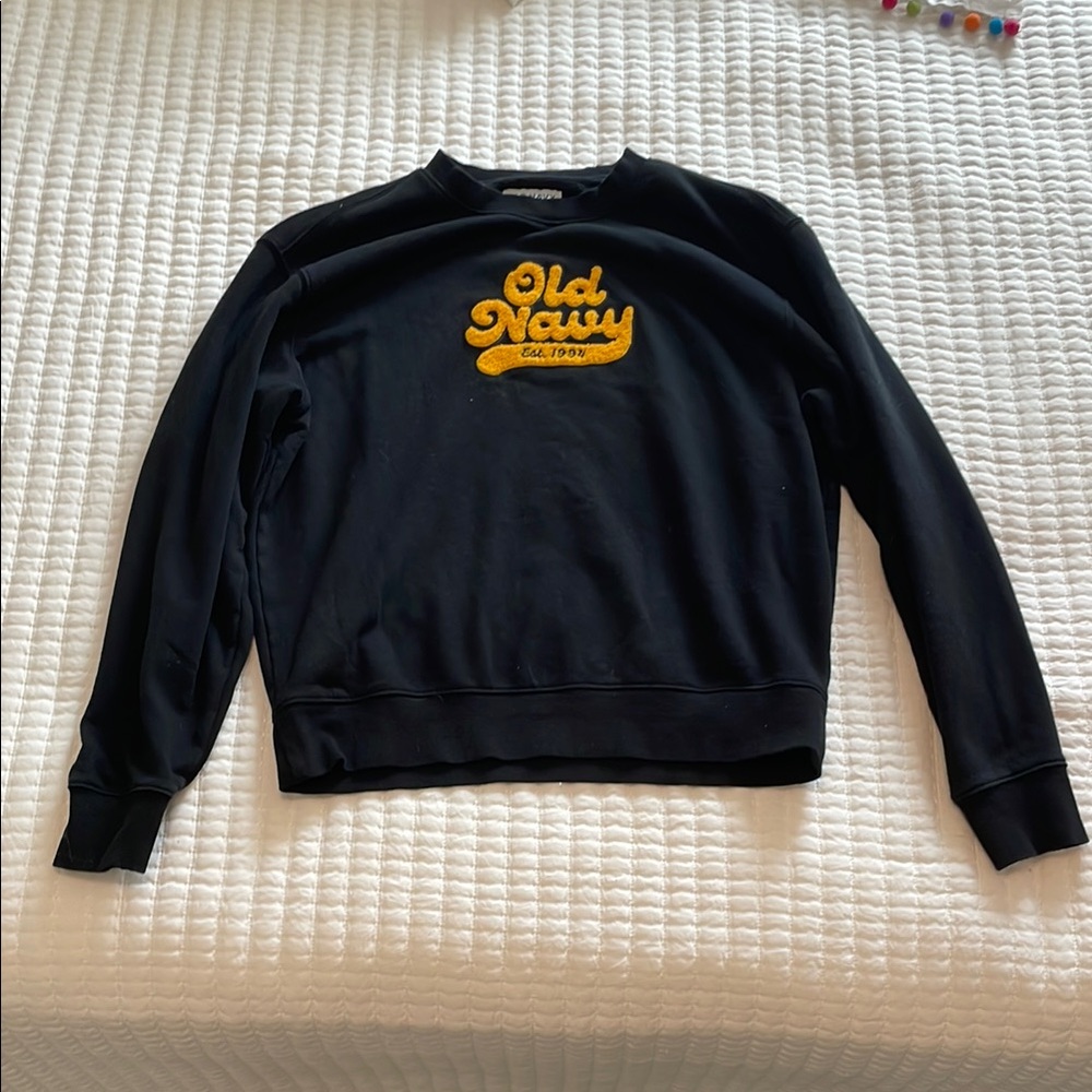 Old Navy Black Crewneck with Gold Embroidery